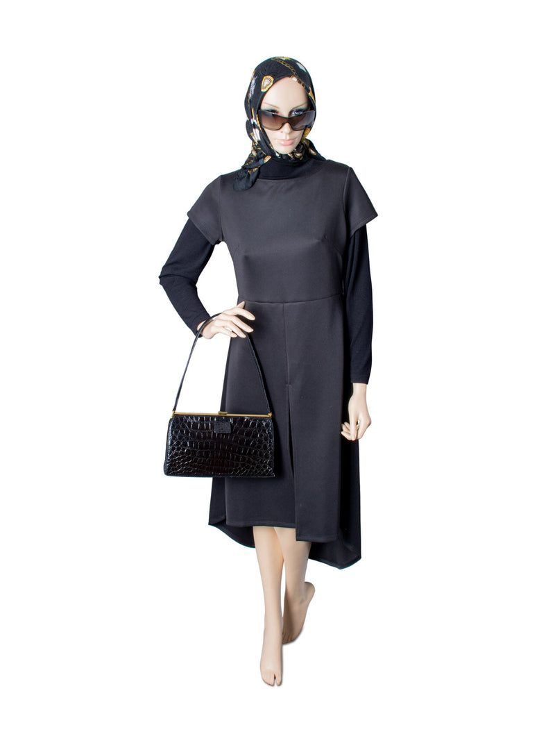 Rendl Original Shiny Crocodile Top Handle Bag Black Gold-designer resale