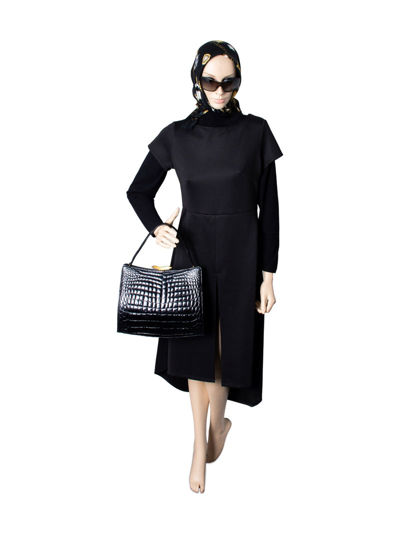 Rendl Original Vintage Shiny Crocodile Top Handle Bag Black-designer resale