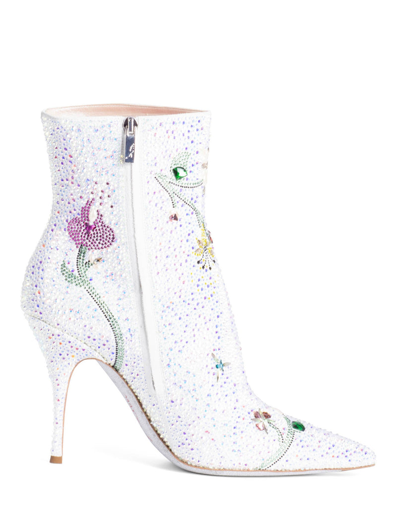 Rene Caovilla Runway Rhinestone Heeled Boots Silver-designer resale