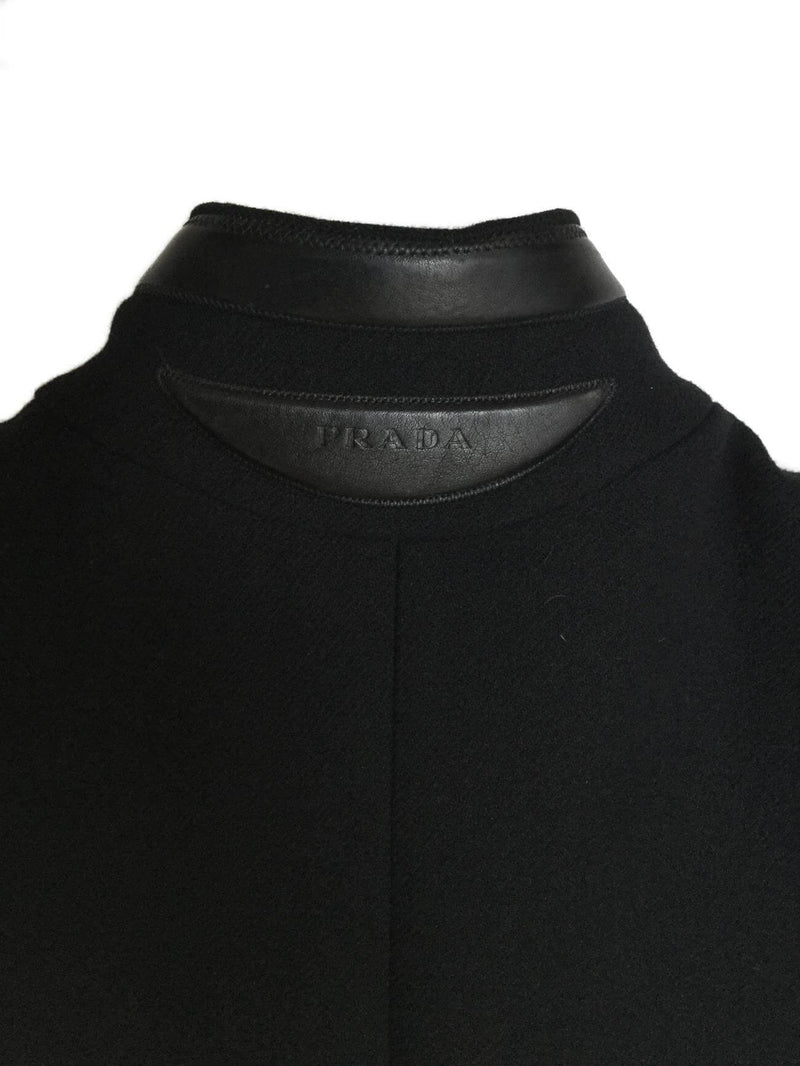 Runway Black Wool Leather Jacket Coat-designer resale