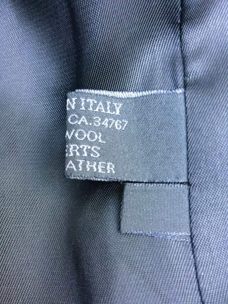 Runway Black Wool Leather Jacket Coat-designer resale