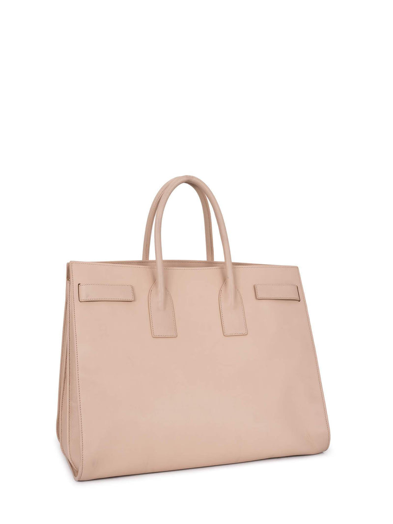 Saint Laurent Calfskin Large Sac De Jour Shopper Bag Beige-designer resale
