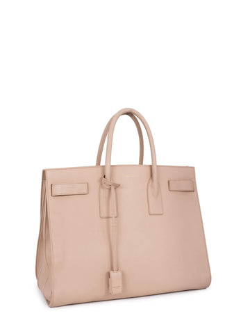 Saint Laurent Calfskin Large Sac De Jour Shopper Bag Beige-designer resale