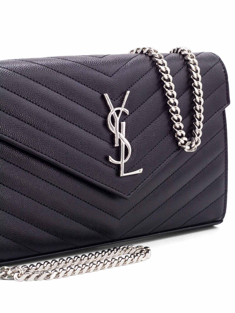 Saint Laurent Classic Monogram Wallet on Chain Matelasse Chevron Leather  Medium