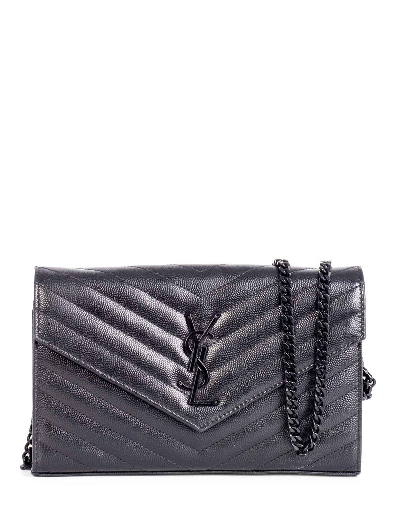 Saint Laurent Chevron White CrossBody Wallet on Chain bag