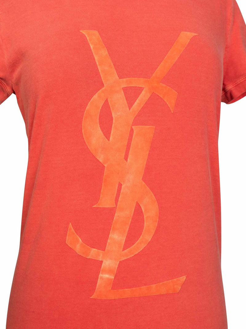 Saint Laurent Cotton YSL Logo Top Orange-designer resale