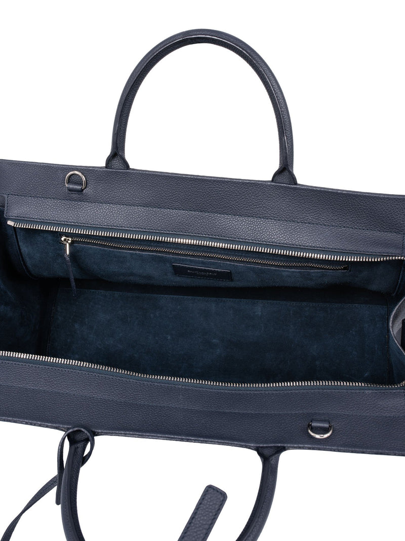 Saint Laurent Leather Medium Rive Gauche Bag Blue-designer resale