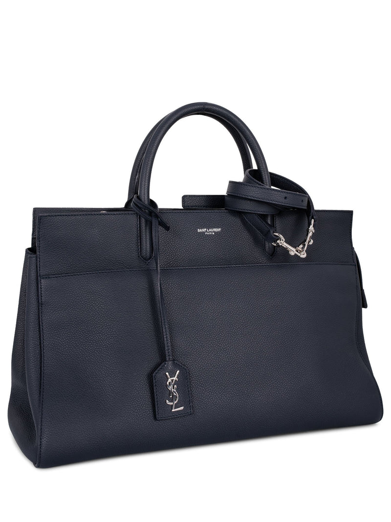 Saint Laurent Leather Medium Rive Gauche Bag Blue-designer resale