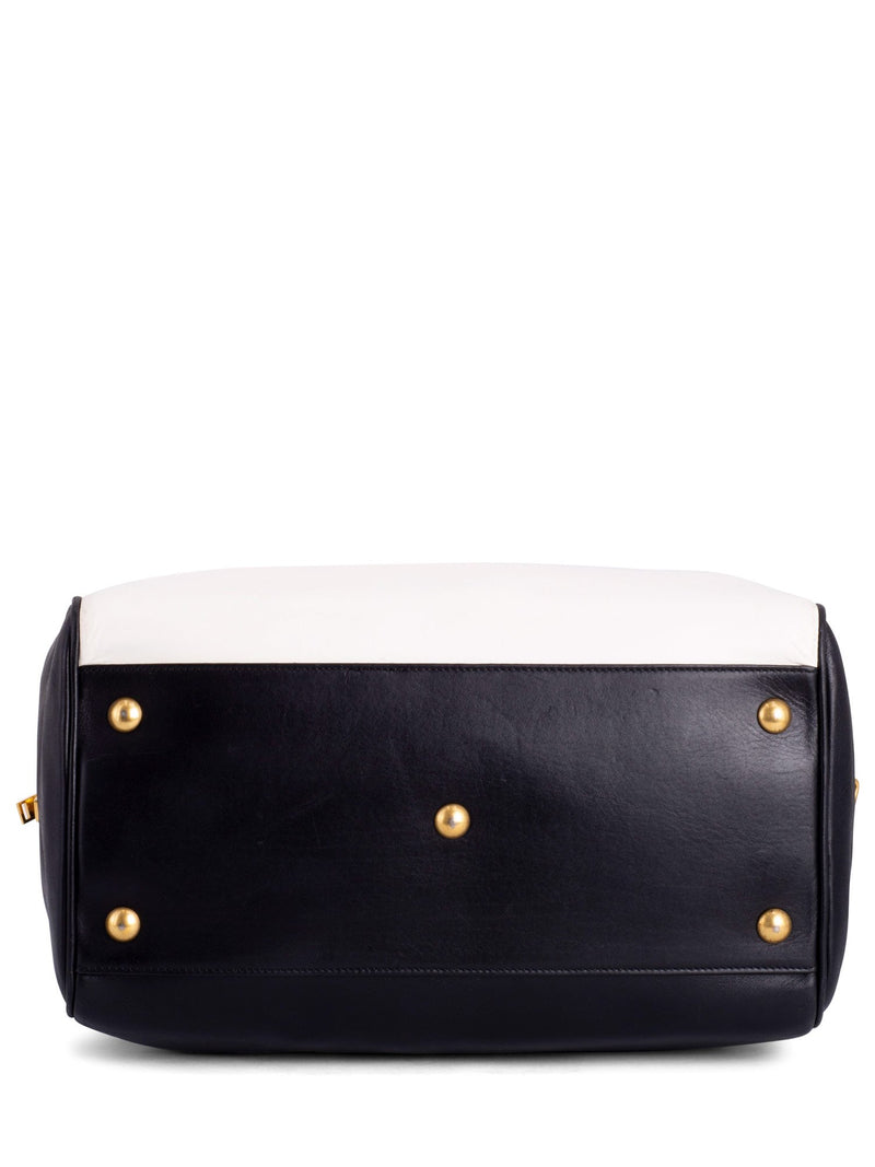 Saint Laurent Leather Speedy Bag 30 Black White-designer resale