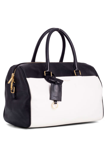 Saint Laurent Leather Speedy Bag 30 Black White-designer resale