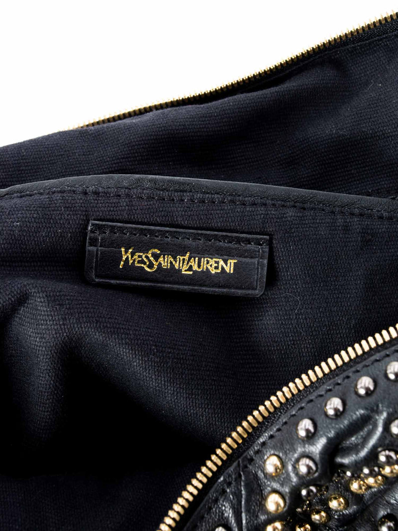 Saint Laurent Leather Studded Y Large Shopper Bag Black-designer resale