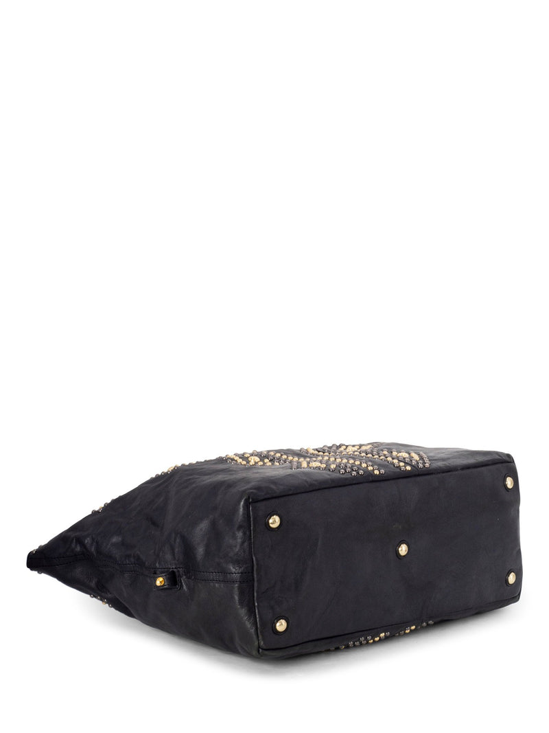 Saint Laurent Leather Studded Y Large Shopper Bag Black-designer resale