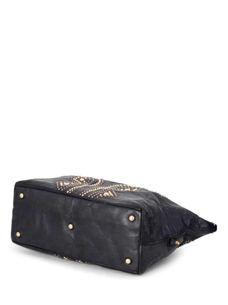 Saint Laurent Leather Studded Y Large Shopper Bag Black-designer resale