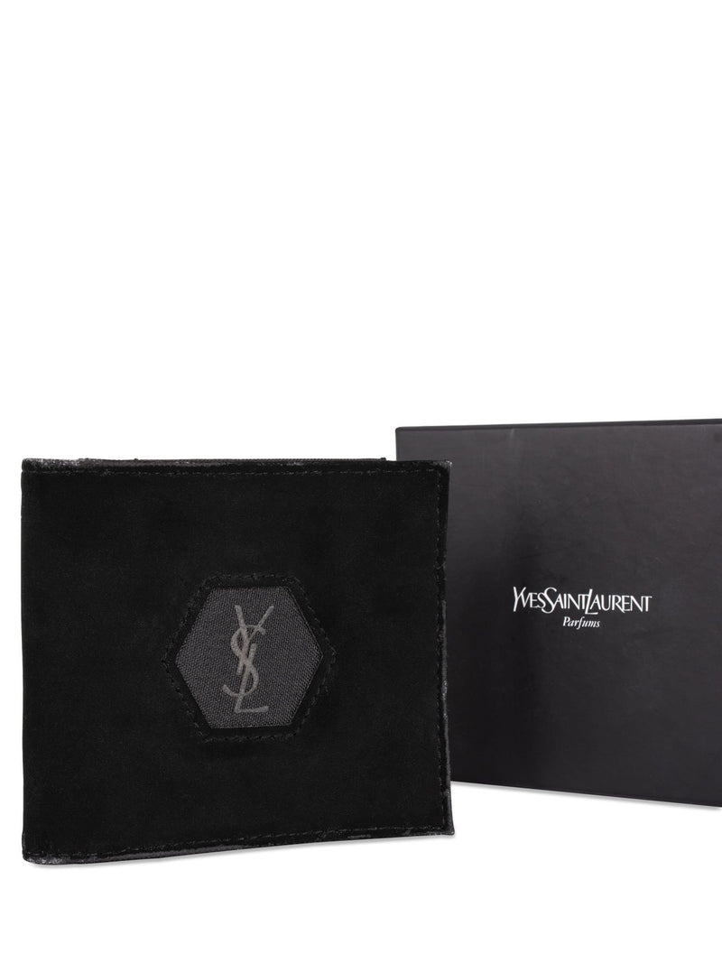 Saint Laurent Suede Logo Square Wallet Black-designer resale