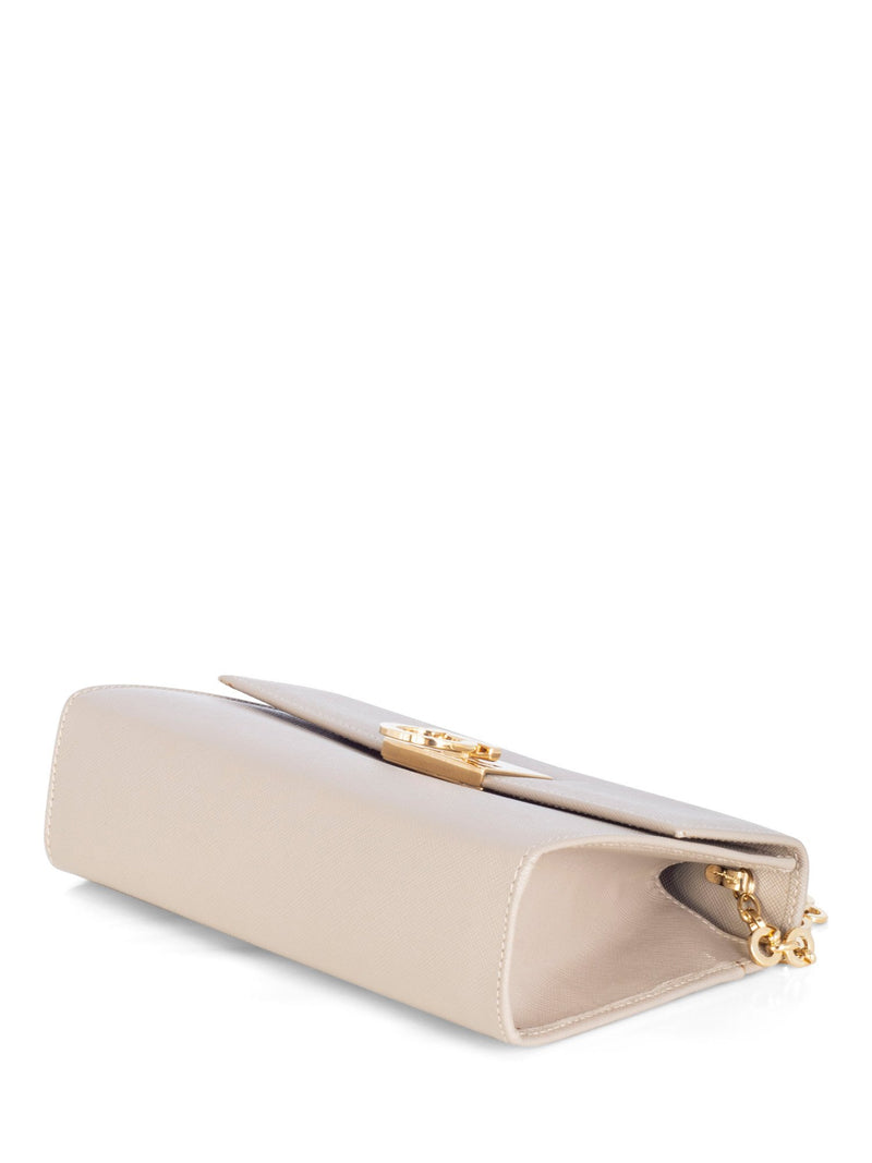 Salvatore Ferragamo Epsom Leather Gancini Wallet On Chain Messenger Bag Beige-designer resale