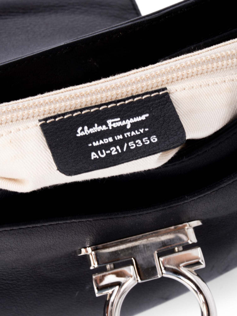 Salvatore Ferragamo Leather Gancini Hobo Bag Black