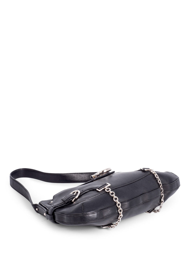 Salvatore Ferragamo Leather Gancini Hobo Bag Black-designer resale