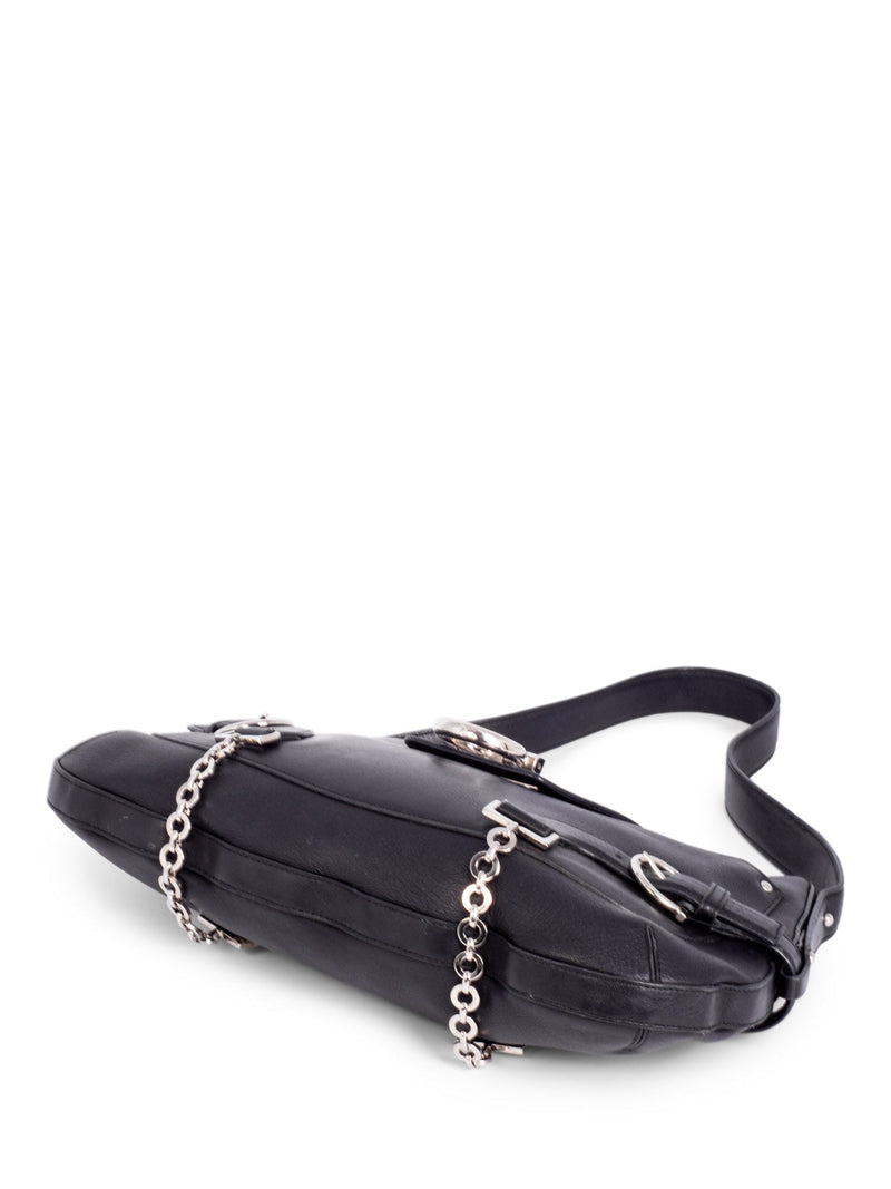 Salvatore Ferragamo Leather Gancini Hobo Bag Black-designer resale