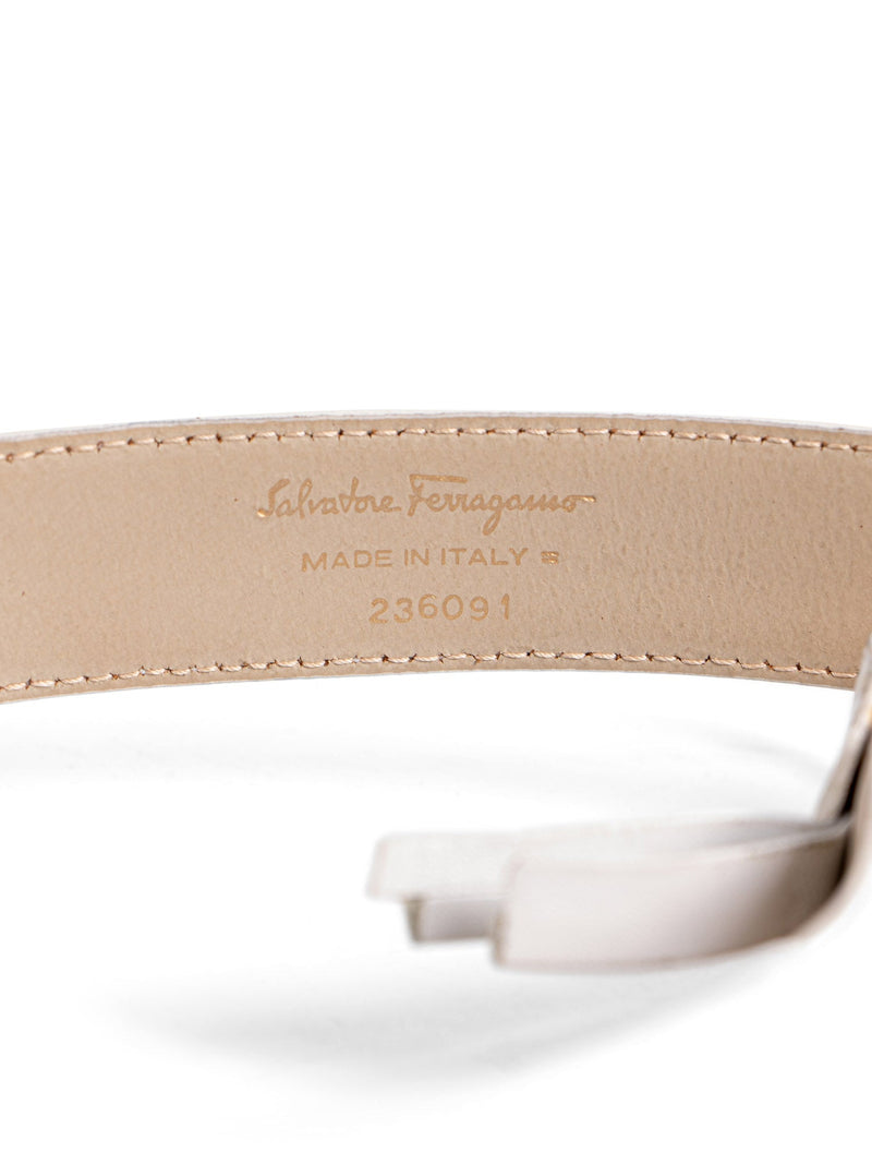 Salvatore Ferragamo Leather Gancini Logo Belt White-designer resale