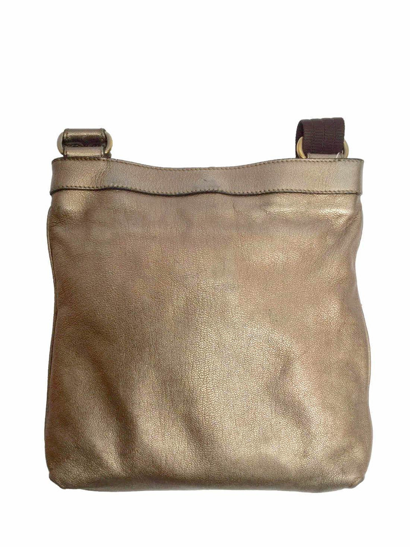 Salvatore Ferragamo Leather Gancini Messenger Bag Taupe-designer resale