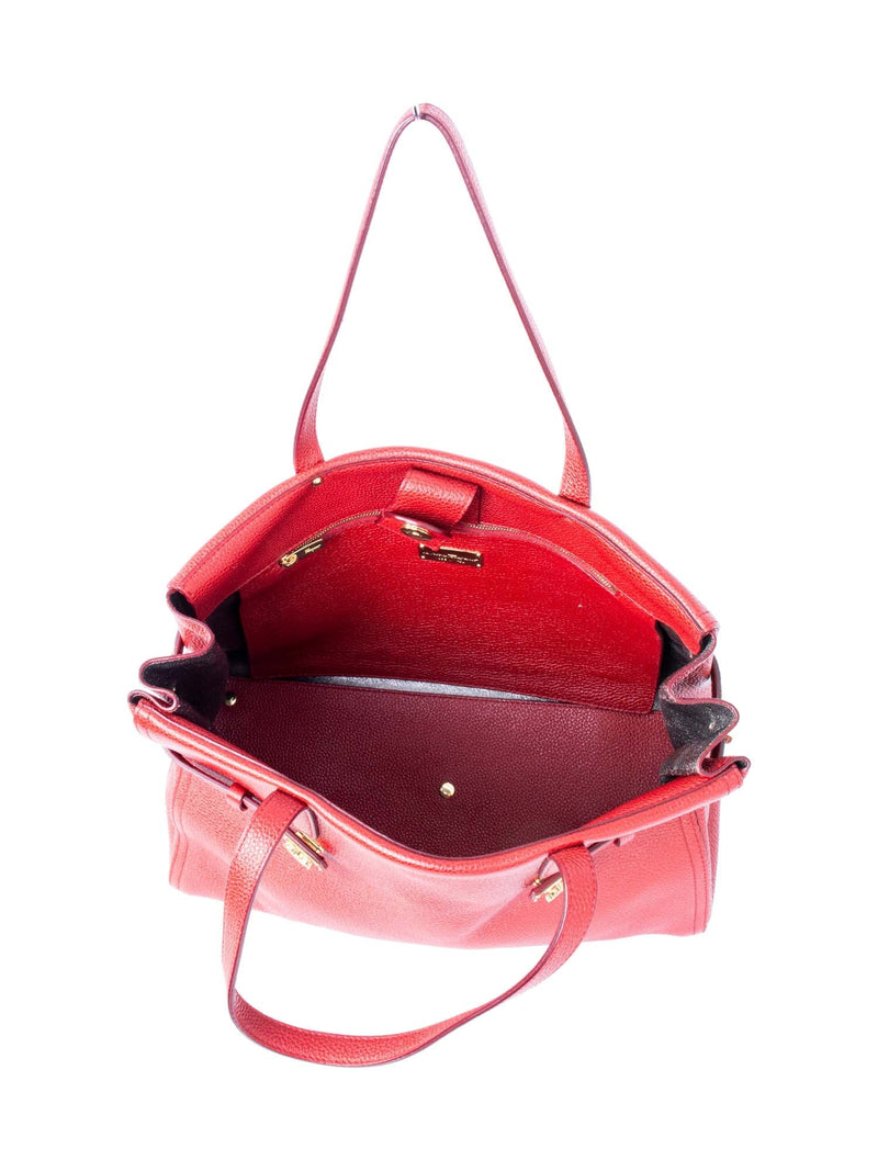 Salvatore Ferragamo Leather Gancini Shoulder Bag Red-designer resale