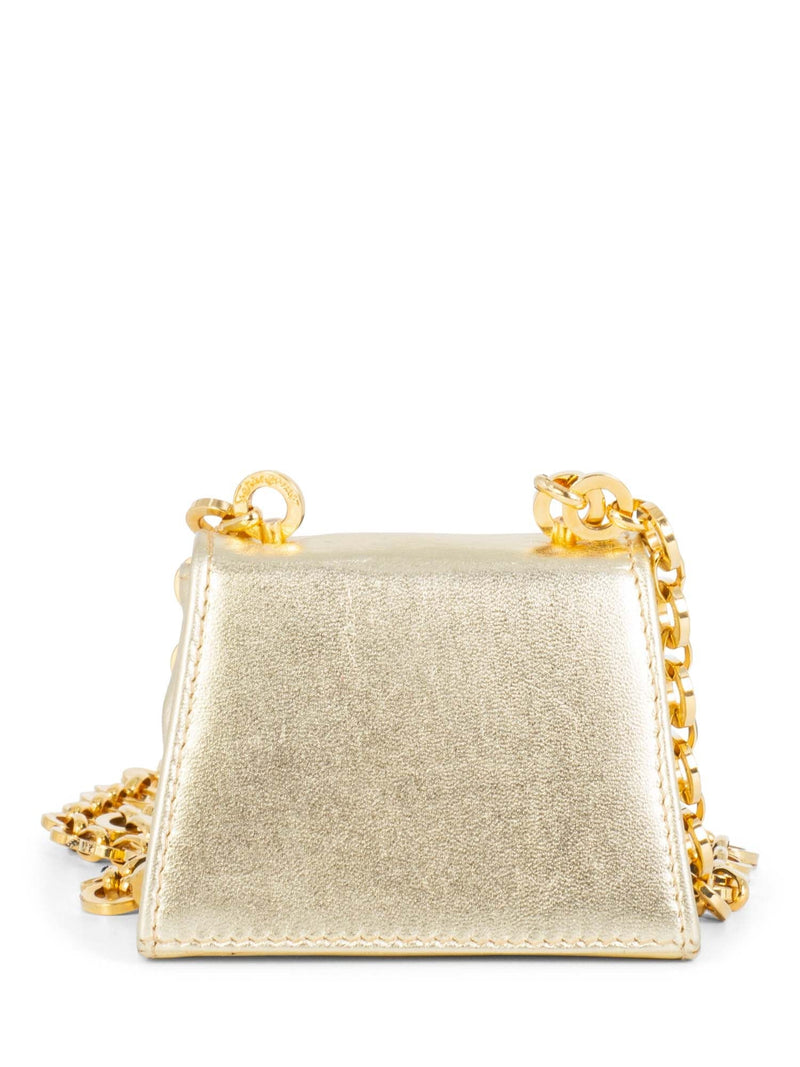 Salvatore Ferragamo Leather Micro Gancini Kelly Bag Belt Gold-designer resale