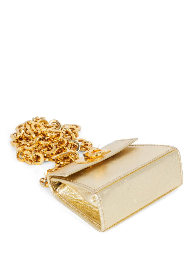 Salvatore Ferragamo Leather Micro Gancini Kelly Bag Belt Gold-designer resale