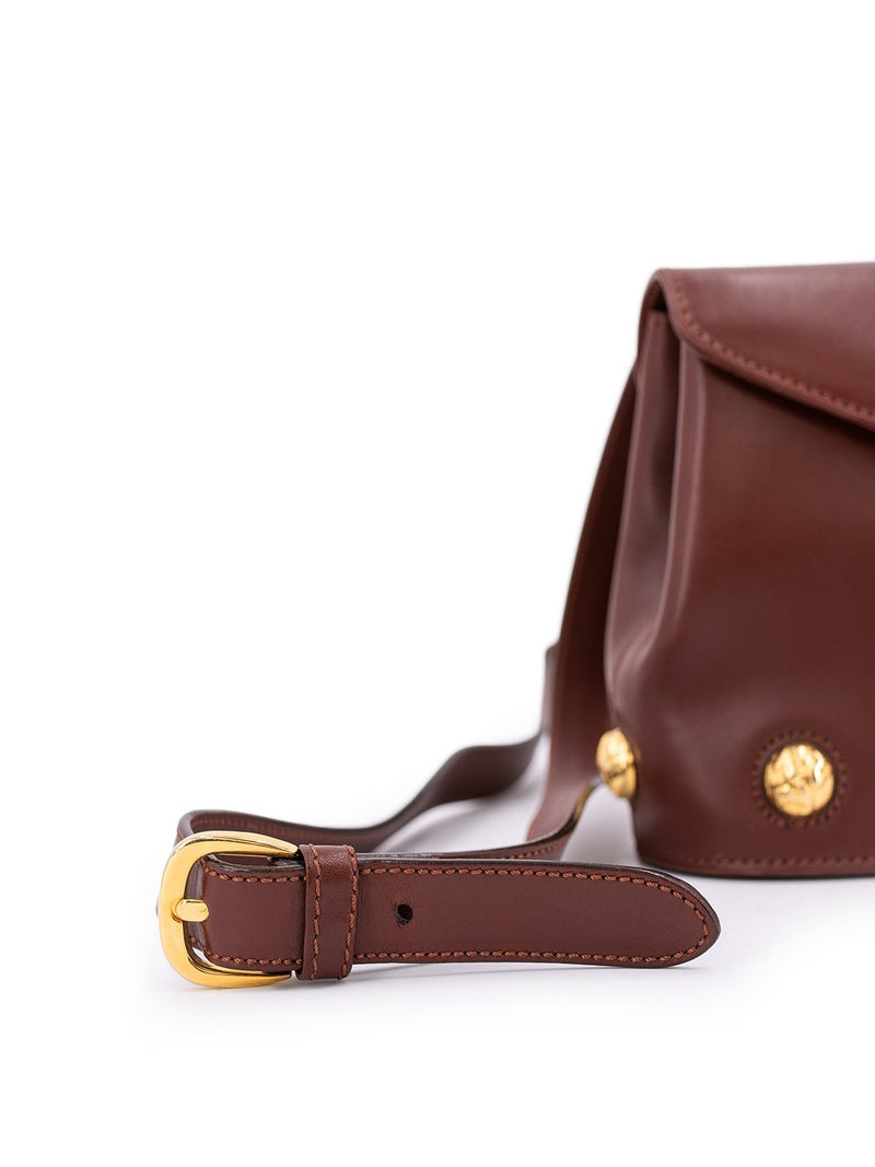 Salvatore Ferragamo Leather Mini Messenger Bag Brown-designer resale