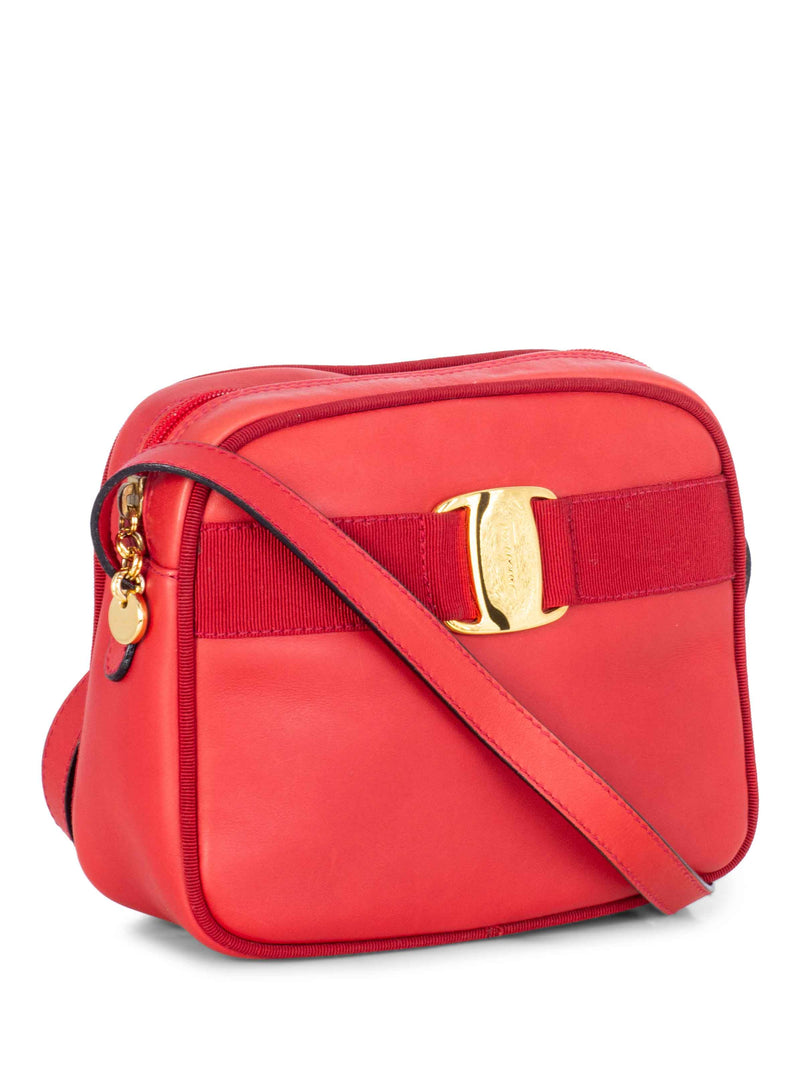 Salvatore Ferragamo Leather Vara Messenger Bag Red-designer resale