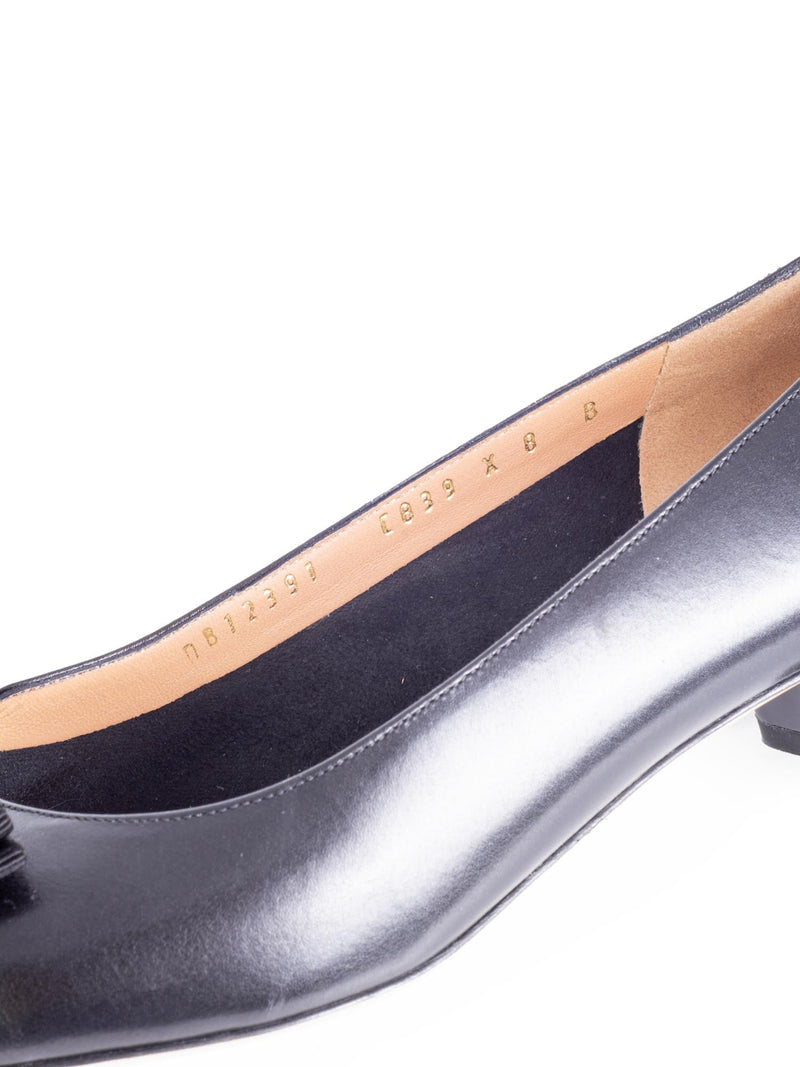 Salvatore Ferragamo Leather Vera Bow Pump Black-designer resale