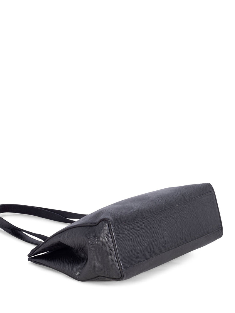 Salvatore Ferragamo Lizard Embossed Vara Shopper Bag Black-designer resale