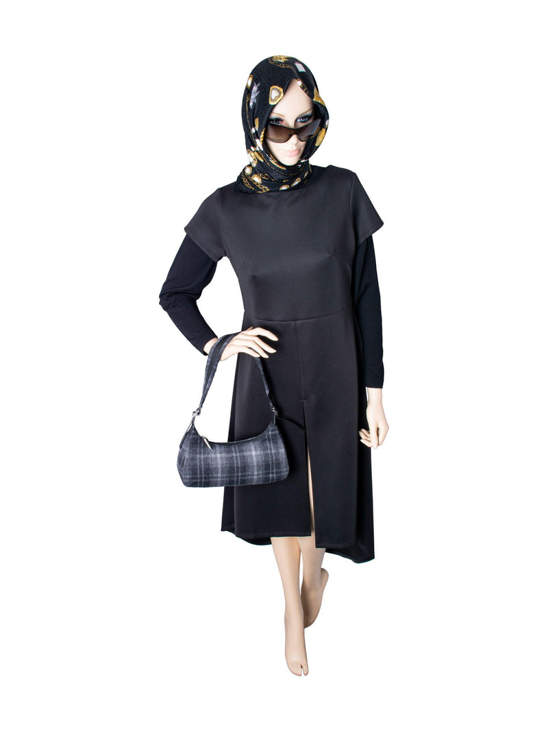 Salvatore Ferragamo Plaid Tweed Shoulder Bag Grey Black-designer resale