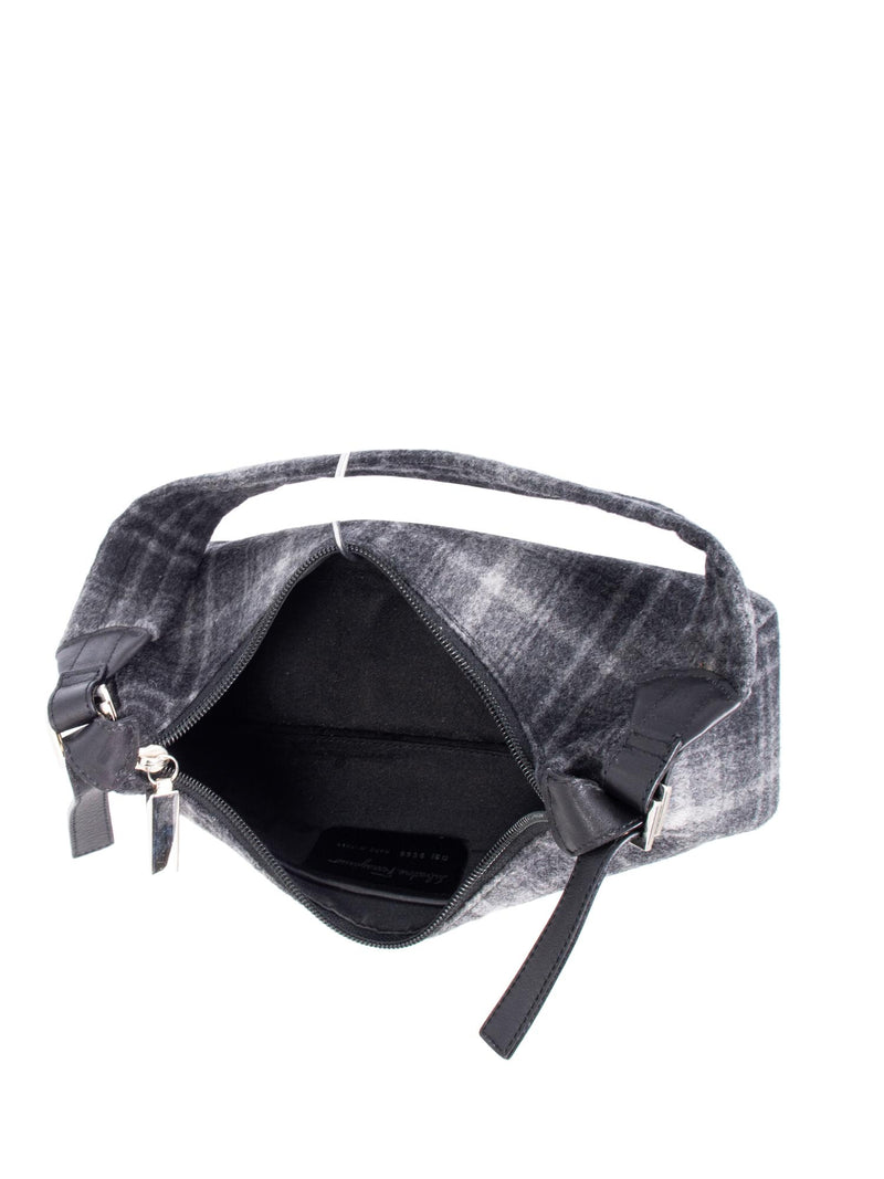 Salvatore Ferragamo Plaid Tweed Shoulder Bag Grey Black-designer resale
