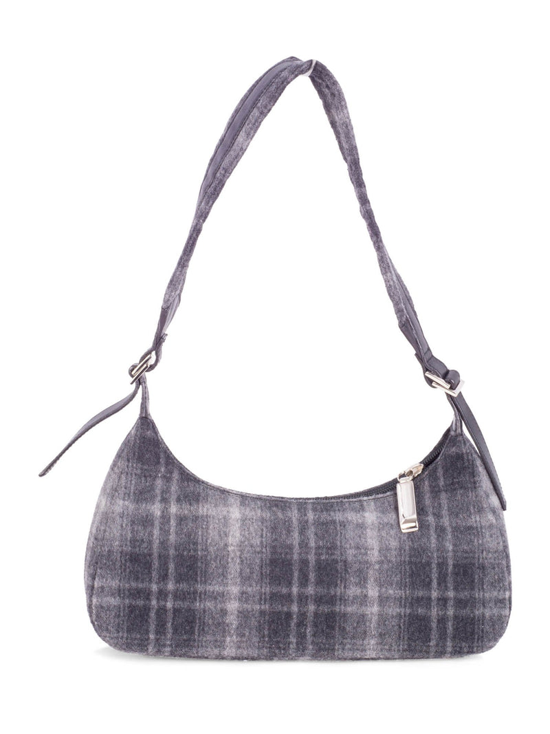 Salvatore Ferragamo Plaid Tweed Shoulder Bag Grey Black-designer resale