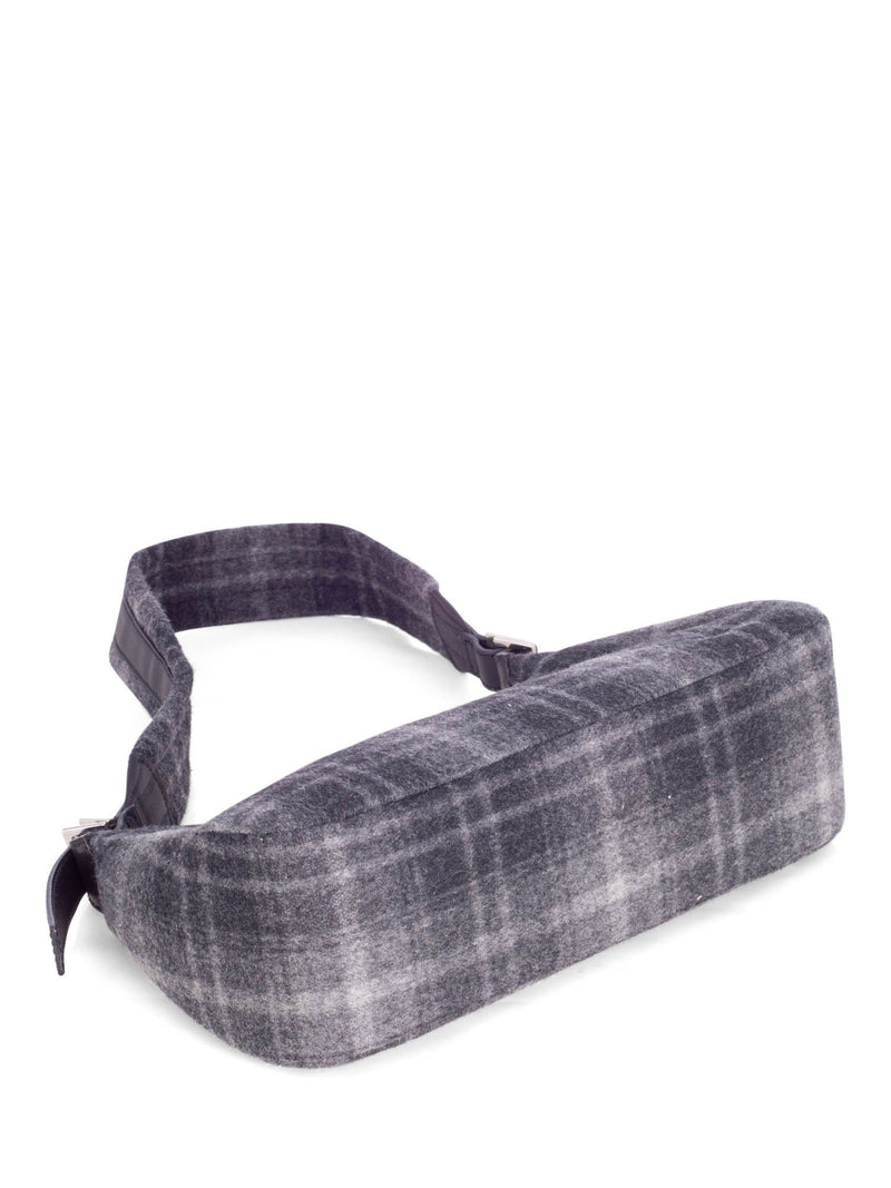 Salvatore Ferragamo Plaid Tweed Shoulder Bag Grey Black-designer resale