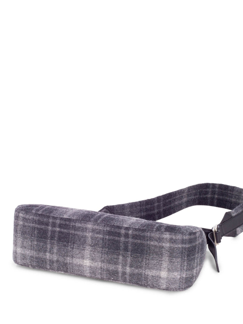 Salvatore Ferragamo Plaid Tweed Shoulder Bag Grey Black-designer resale