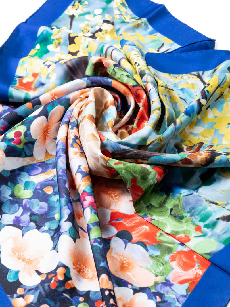 Salvatore Ferragamo Silk Giraffes in Garden Scarf Multicolor-designer resale