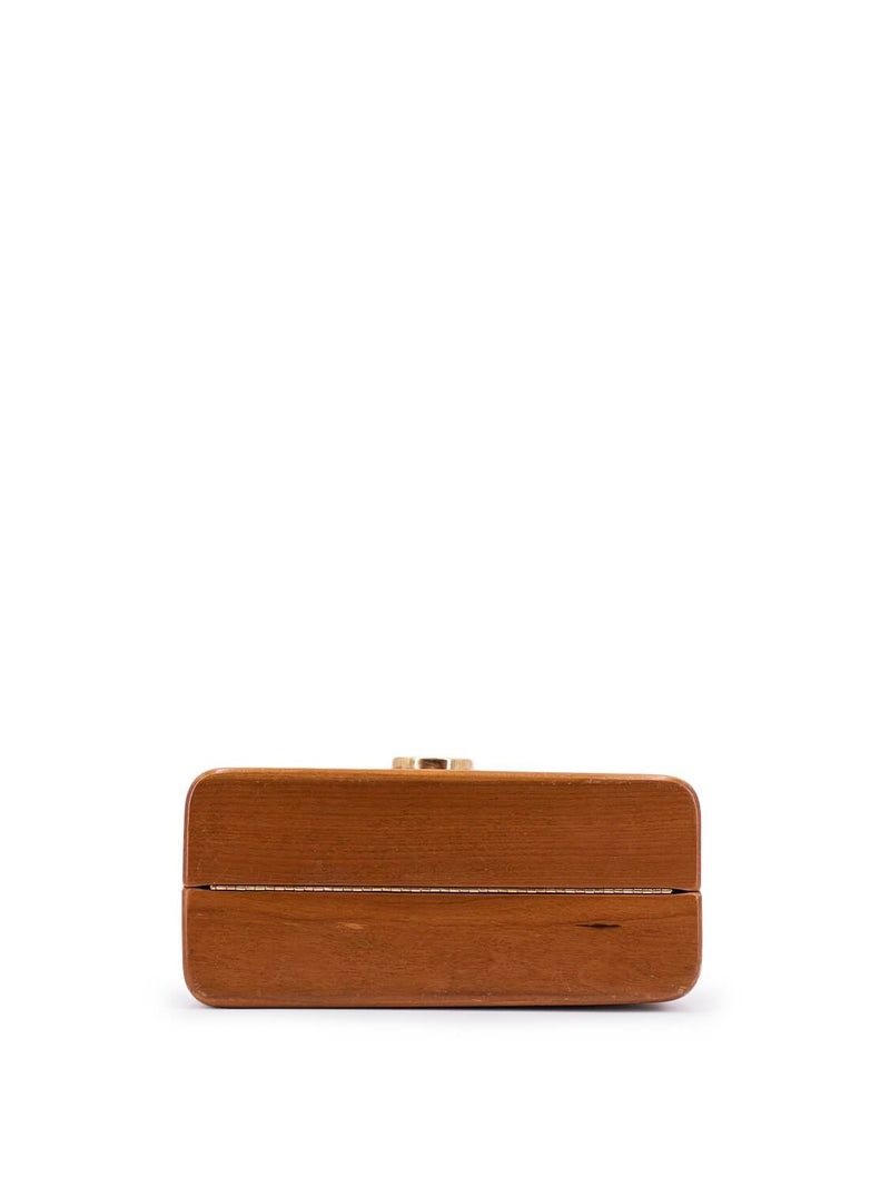 Salvatore Ferragamo Wooden Gancini Flap Bag Light Brown-designer resale