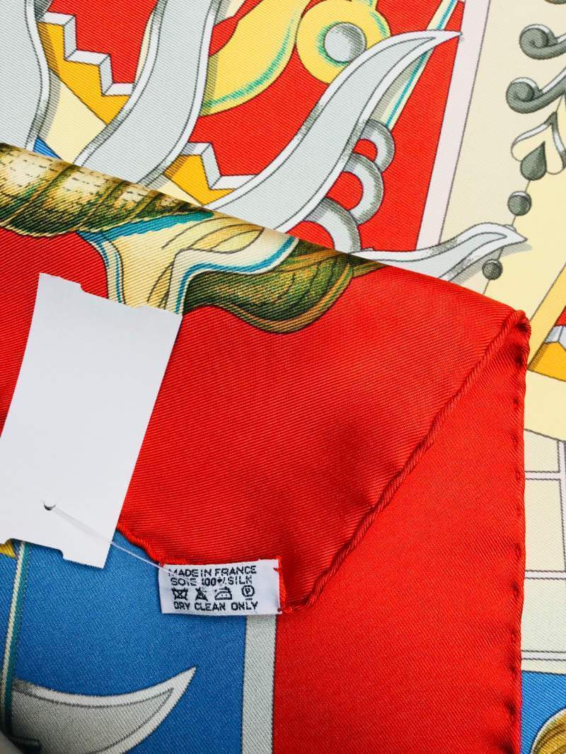 Silk L'Aire Marin Scarf Blue Red 90-designer resale