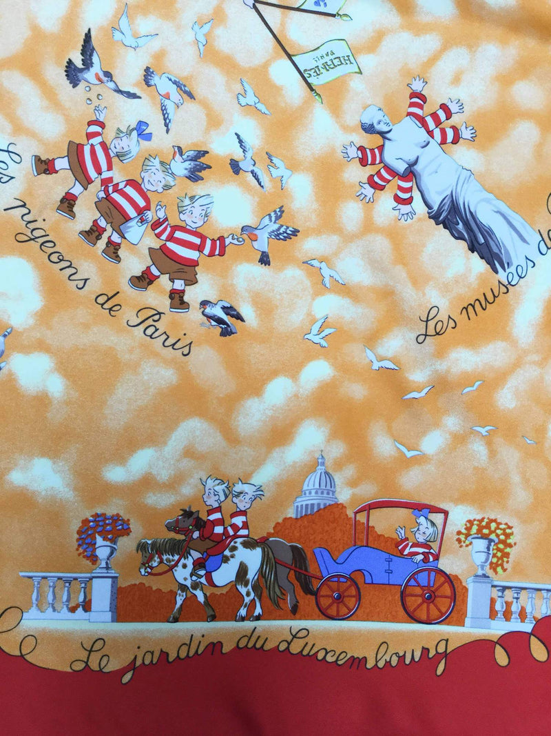 Silk Les Triple Scarf Orange 90-designer resale