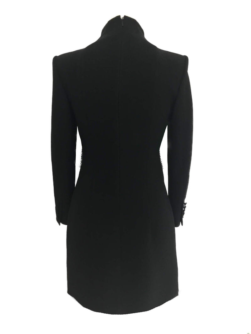 Silk Mini Fitted Dress Black-designer resale
