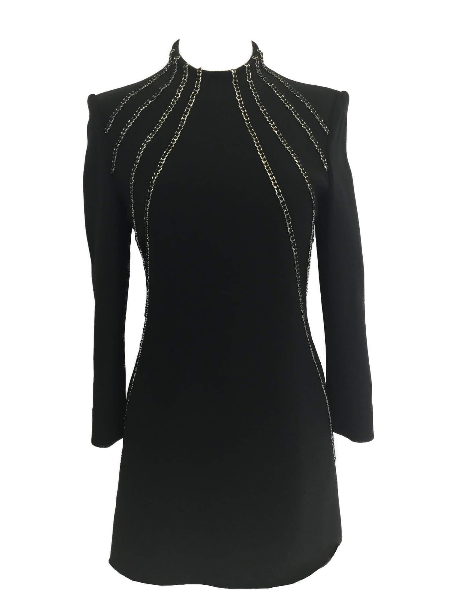 Silk Mini Fitted Dress Black-designer resale