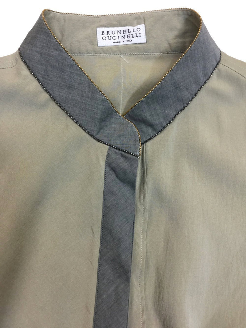 Silk Sleeveless Blouse with Monili Accents-designer resale