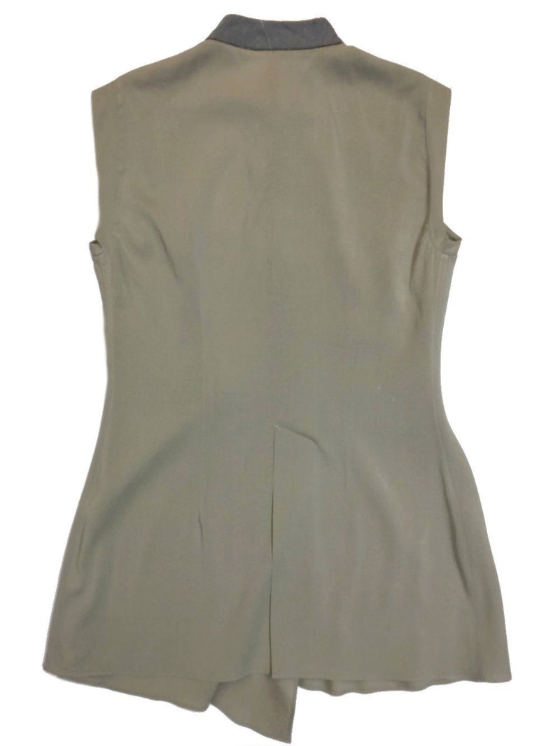 Silk Sleeveless Blouse with Monili Accents-designer resale
