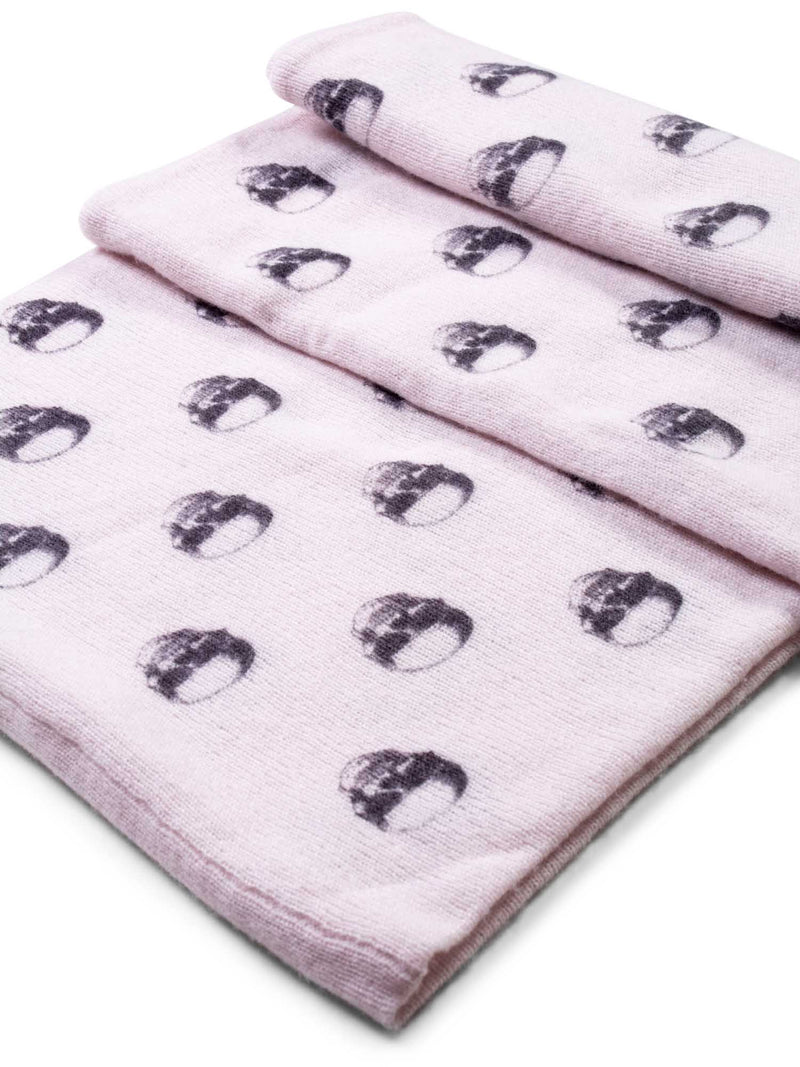 Skull Cashmere Knitted Cashmere Infinity Scarf Pink-designer resale