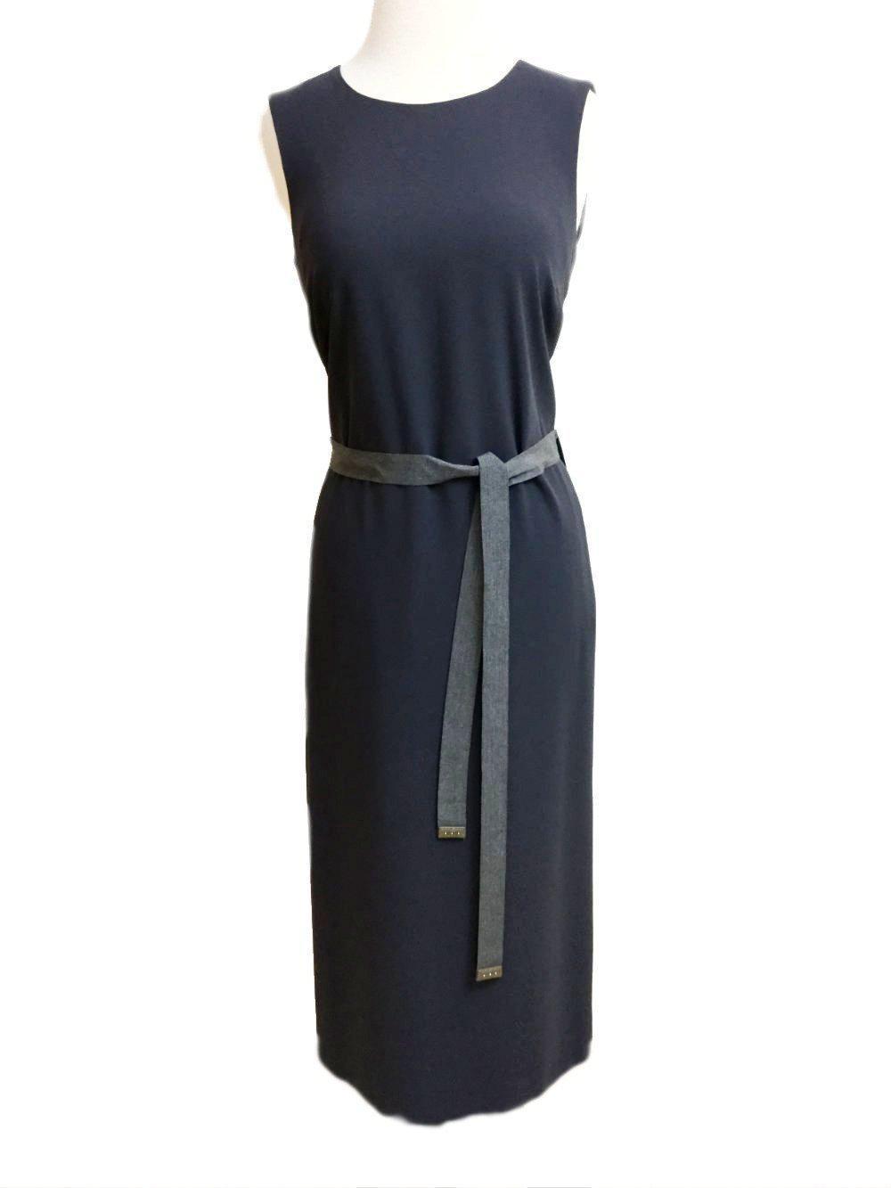 Slate Blue Belted Maxi Dress-designer resale