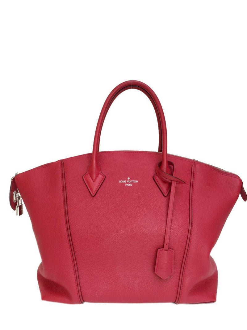 Soft Lockit MM Cachemire Framboise Pebbled Leather Bag