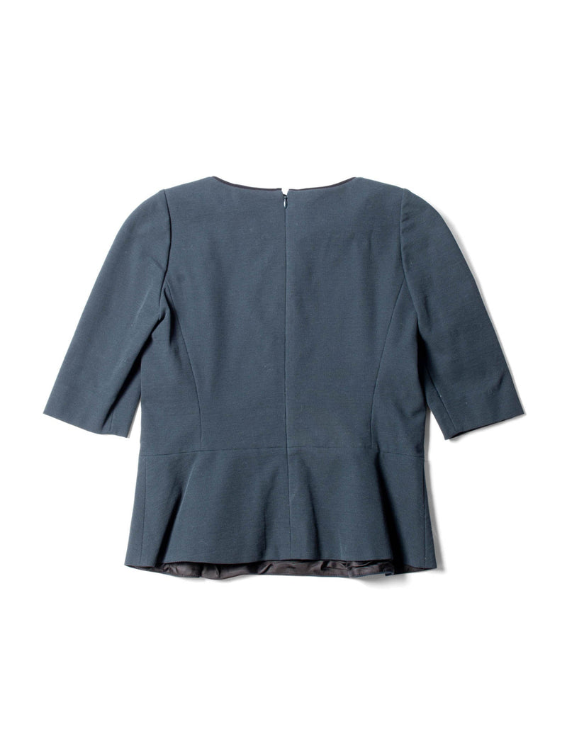 Sonia Rykiel Cotton Knit Cut Out Blouse Teal Green-designer resale