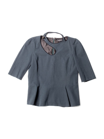 Sonia Rykiel Cotton Knit Cut Out Blouse Teal Green-designer resale