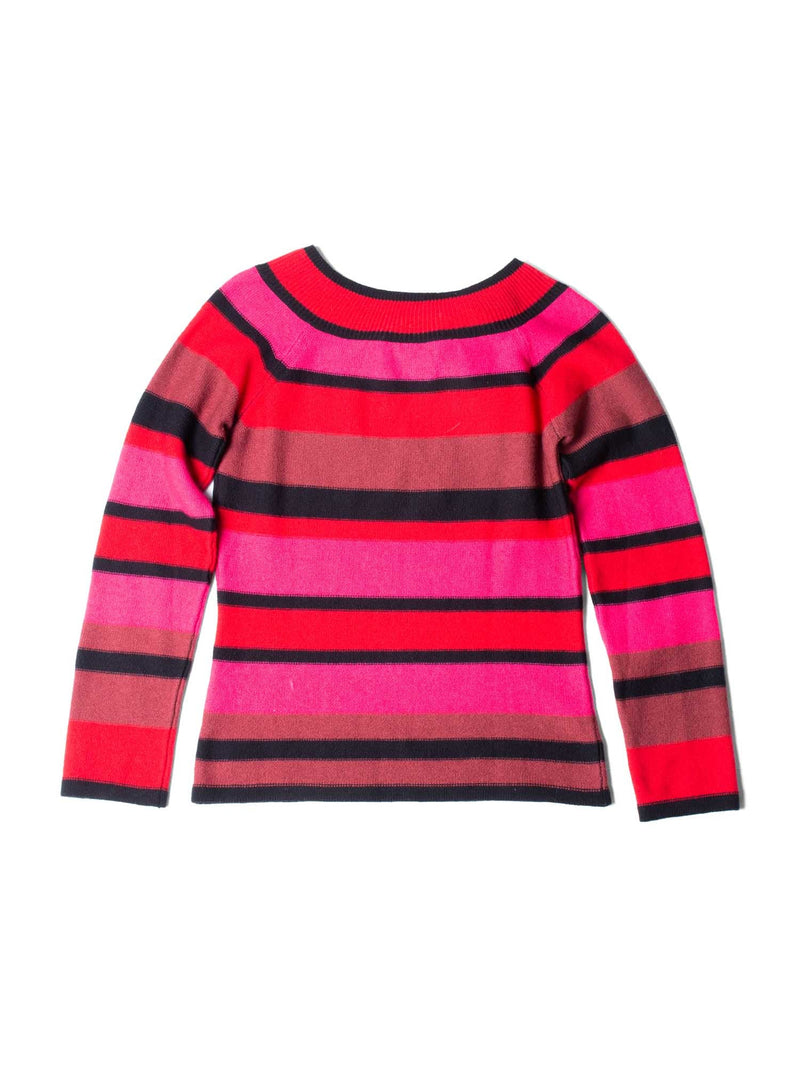 Sonia Rykiel Vintage Knit Striped Bow Detail Sweater Red-designer resale